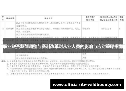职业联赛薪酬调整与赛制改革对从业人员的影响与应对策略指南